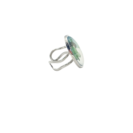 ring steel silver cactus girl